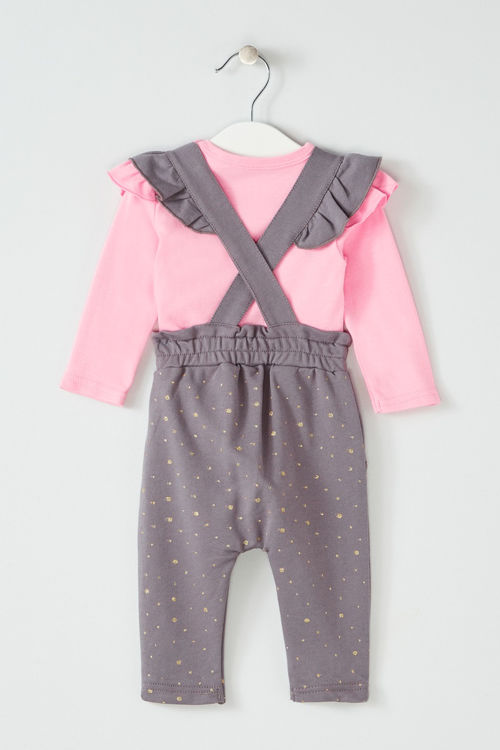 Picture of DISMF51129833-MINNIE 2 PCS DUNGAREE SET IN COTTON 3M-3YEARS